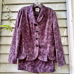 Purple Floral Blazer and Skirt Set